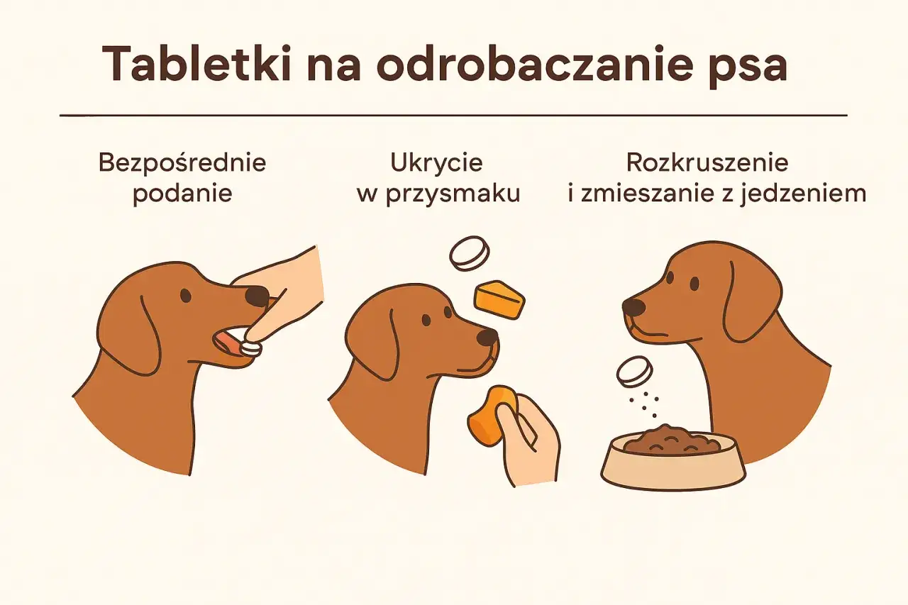 Tabletka na odrobaczanie psa mechanizm działania infografika
